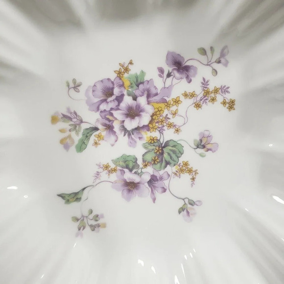 LIMOGES France White Plate Purple Flowers Edge 8"  Serving Decorative Plate Bowl - Picture 4 of 7